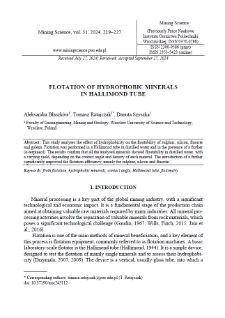 Flotation of hydrophobic minerals in Hallimond tube