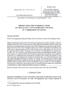 Predicting the working time of multi-ply conveyor belt splices in underground mines
