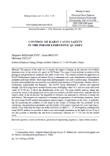 Control of karsts caves safety in the Połom Limestome Quarry