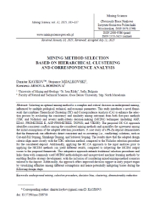 Mining method selection based on hierarchical clustering and correspondence analysis