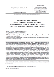 Economic Potential of Ecuador’s Mining Sector and Intrinsic Stock Value Analysis of Companies Operating in Ecuador