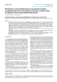 Eﬀectiveness of manual therapy and pain neuromuscular education on individuals with chronic non-speciﬁc low back pain: a narrative review and update of evidence-based physiotherapy practice