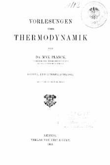 Vorlesungen &uuml;ber Thermodynamik