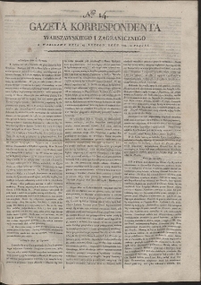 Gazeta Korrespondenta Warszawskiego i Zagranicznego. R. 1799 Nr 14