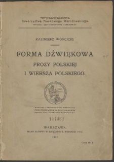Forma dźwiękowa prozy polskiej i wiersza polskiego