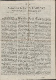 Gazeta Korrespondenta Warszawskiego i Zagranicznego. R. 1799 Nr 91