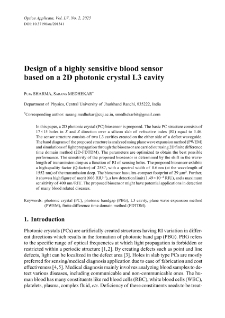 Design of a highly sensitive blood sensor based on a 2D photonic crystal L3 cavity