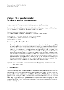 Optical fiber accelerometer for shock motion measurement
