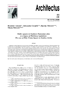 Public squares in Southern Pannonian cities as a legacy of Habsburg regulations: The case of Holy Trinity Square in Sombor, Serbia