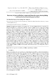 Recovery of pure palladium compound from the spent electroplating solutions by hydrometallurgical method