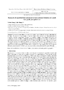 Research of nanobubbles enhanced reverse anionic flotation of a midlow grade phosphate ore