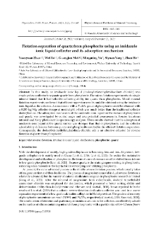 Flotation separation of quartz from phosphorite using an imidazole ionic liquid collector and its adsorption mechanism