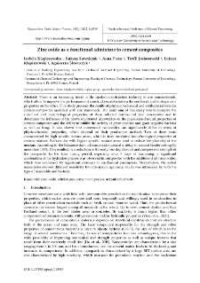 Zinc oxide as a functional admixture to cement composites