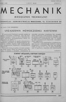 Mechanik : miesięcznik techniczny, Rok XVIII, Lipiec 1939, Zeszyt 7
