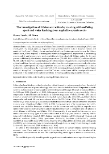 The investigation of lithium extraction by roasting with sulfating agent and water leaching from nepheline syenite rocks