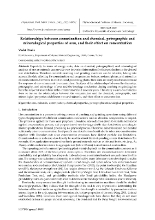 Relationships between comminution and chemical, petrographic and mineralogical properties of ores, and their effect on concentration