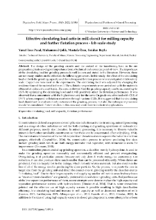 Effective circulating load ratio in mill circuit for milling capacity and further flotation process : lab scale study