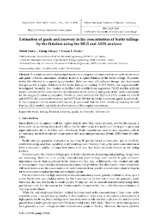 Estimation of grade and recovery in the concentration of barite tailings by the flotation using the MLR and ANN analyses