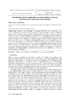 Ion flotation and its applications on concentration, recovery, and removal of metal ions from solutions