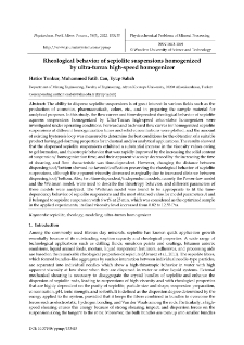 Rheological behavior of sepiolite suspensions homogenized by ultra-turrax high-speed homogenizer