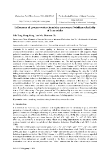 Influences of process water chemistry on reverse flotation selectivity of iron oxides