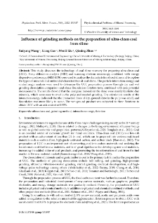 Influence of grinding methods on the preparation of ultra-clean coal from slime