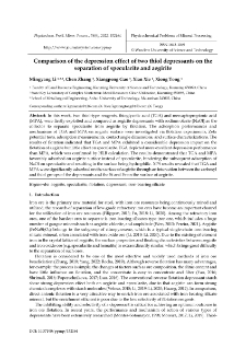 Comparison of the depression effect of two thiol depressants on the separation of specularite and aegirite
