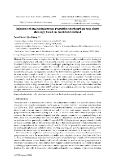 Influence of measuring process properties on phosphate rock slurry rheology based on Brookfield method