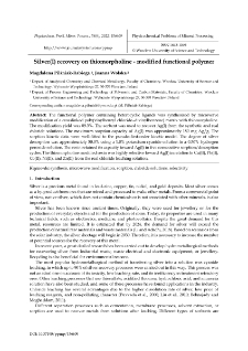 Silver(I) recovery on thiomorpholine - modified functional polymer
