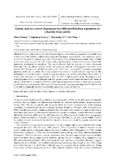 Quinic acid as a novel depressant for efficient flotation separation of scheelite from calcite