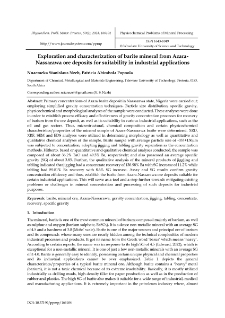 Exploration and characterization of barite mineral from Azara-Nassarawa ore deposits from suitabiity in industrial applications