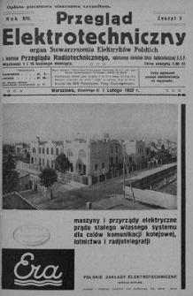 Przegląd Elektrotechniczny. Rok XIV, 1 Lutego 1932, Zeszyt 3