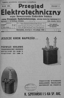 Przegląd Elektrotechniczny. Rok XIV, 15 Lutego 1932, Zeszyt 4