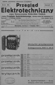 Przegląd Elektrotechniczny. Rok XIV, 1 Sierpnia 1932, Zeszyt 15