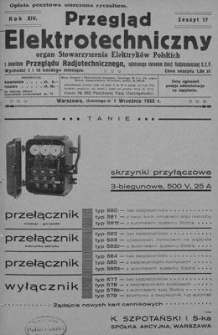 Przegląd Elektrotechniczny. Rok XIV, 1 Września 1932, Zeszyt 17
