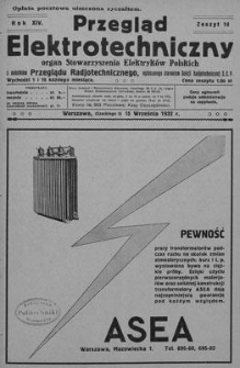Przegląd Elektrotechniczny. Rok XIV, 15 Września 1932, Zeszyt 18