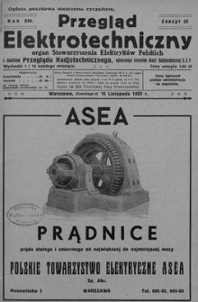 Przegląd Elektrotechniczny. Rok XIV, 15 Listopada 1932, Zeszyt 22