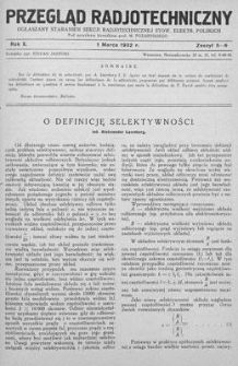 Przegląd Radjotechniczny. Rok X, 1 Marca 1932, Zeszyt 5-6