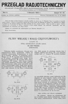 Przegląd Radjotechniczny. Rok X, 1 Sierpnia 1932, Zeszyt 15-16