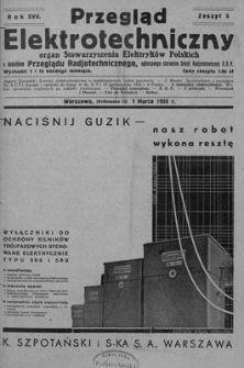 Przegląd Elektrotechniczny. Rok XVII, 1 Marca 1935, Zeszyt 5