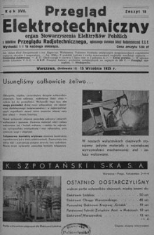 Przegląd Elektrotechniczny. Rok XVII, 15 Września 1935, Zeszyt 18