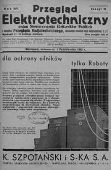 Przegląd Elektrotechniczny. Rok XVII, 1 Października 1935, Zeszyt 19