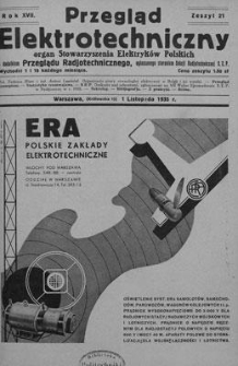 Przegląd Elektrotechniczny. Rok XVII, 1 Listopada 1935, Zeszyt 21
