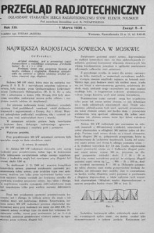 Przegląd Radjotechniczny. Rok XIII, 1 Marca 1935, Zeszyt 5-6