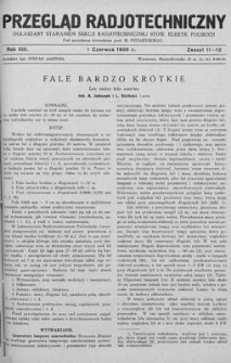 Przegląd Radjotechniczny. Rok XIII, 1 Czerwca 1935, Zeszyt 11-12