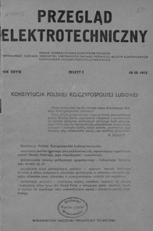 Przegląd Elektrotechniczny. Rok XXVIII, 10 Marca 1952, Zeszyt 2