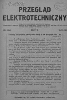 Przegląd Elektrotechniczny. Rok XXVIII, 21 Sierpnia 1952, Zeszyt 8