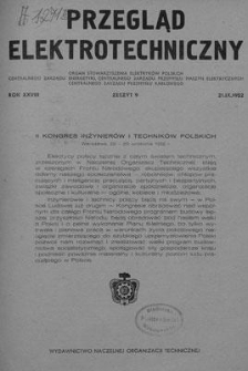 Przegląd Elektrotechniczny. Rok XXVIII, 21 Września 1952, Zeszyt 9