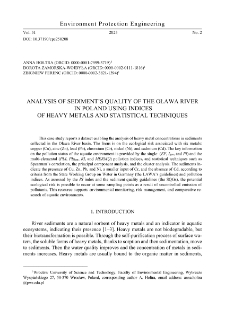 Analysis of sediment&rsquo;s quality of the Oława River in Poland using indices of heavy metals and statistical techniques