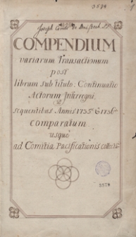 Compendium variarum transactionum post librum sub titulo: Continuatio actorum interregni sequentibus annis 1735 et 1736 comparatum usque ad comitia pacificationis collectum. [Kopiariusz akt publicznych oraz druki odnoszące się do spraw politycznych Polski]